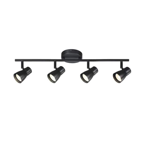 FLSNT 24W 24.1 in. 4-Light Black LED Track Fixture, 90+ CRI Adjustable Spotlights for Artwork and Task Lighting