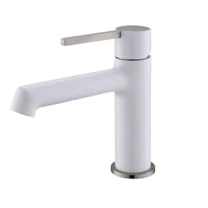 Single Handle Single Hole Bathroom Faucet Modern Deck Mount Brass Bathroom Basin Mixer Taps in White