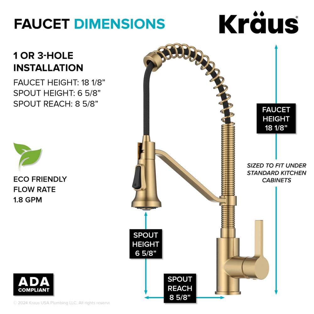 Britt Brushed Brass Pull-down Kitchen Faucet with Spray