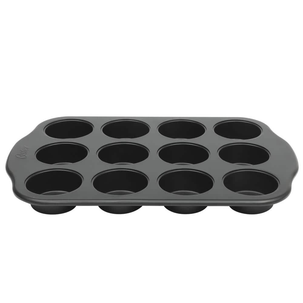 Teston Platinum Collection 12-Cup Nonstick Carbon Steel Muffin Pan in Matte Black
