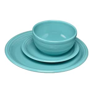 3-Piece Casual Turquoise Ceramic Dinnerware Set (Service for 1)