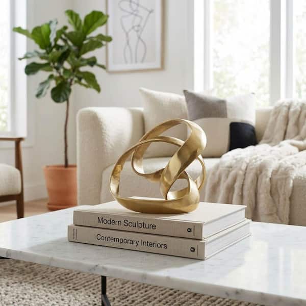 Gold 8 in. x 7 in. Metal Abstract Knotted Sculpture