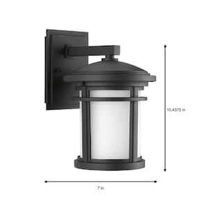 Wish Collection 1-Light 10.4 in. Outdoor Textured Black LED Wall Lantern Sconce