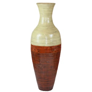 43-Inch-Tall Vase, Majestic Impressive Vase, Magnificent Rich Large Floor Vase, Flower Holder, Red and Natural Color