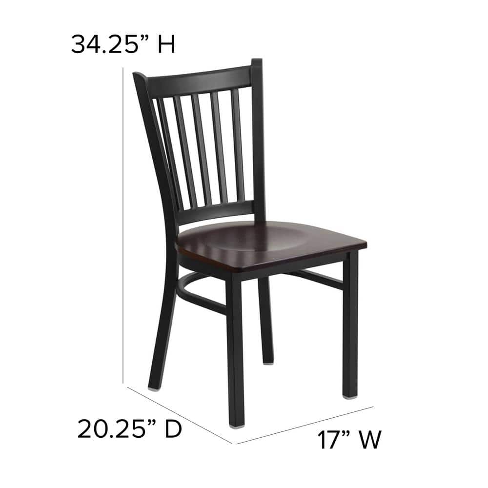 Windsor High Slat Side Chair in Black Steel & Walnut Wood