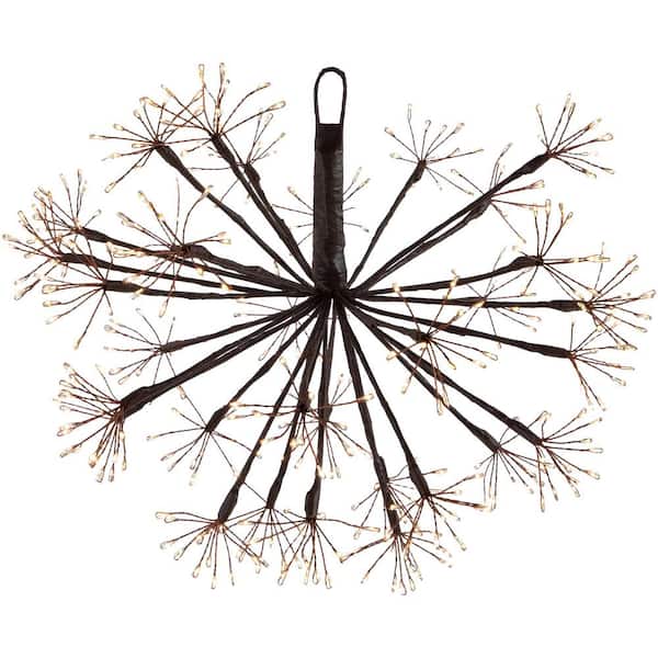 12 in. Pre-Lit LED Brown Christmas Ball Decoration-Warm White Lights