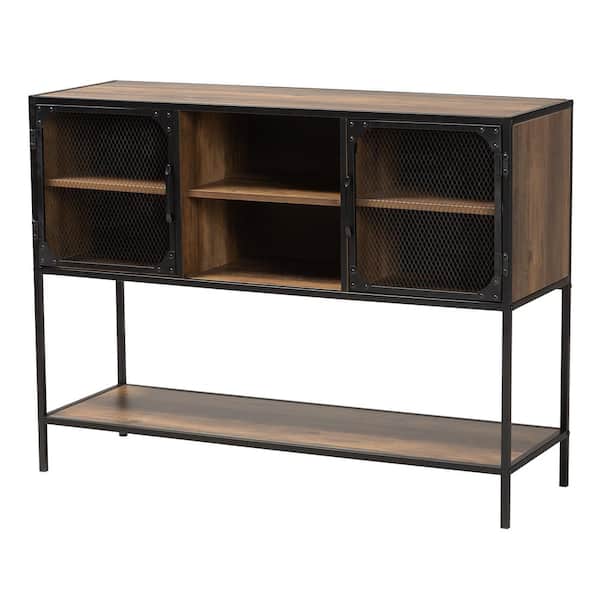Baxton Studio Cardea Walnut Brown and Black Particle Board Top 47.2 in. Sideboard