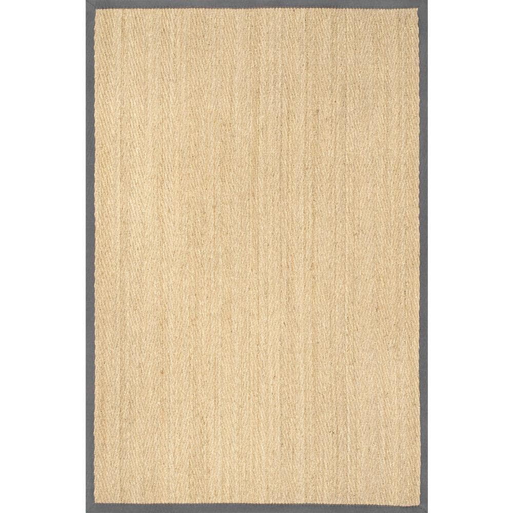 Dark Gray Seagrass Herringbone 8' x 10' Reversible Area Rug