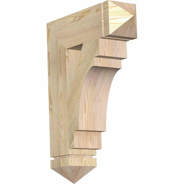 Ekena Millwork 6 in. x 30 in. x 22 in. Douglas Fir Merced Arts and Crafts Rough Sawn Bracket