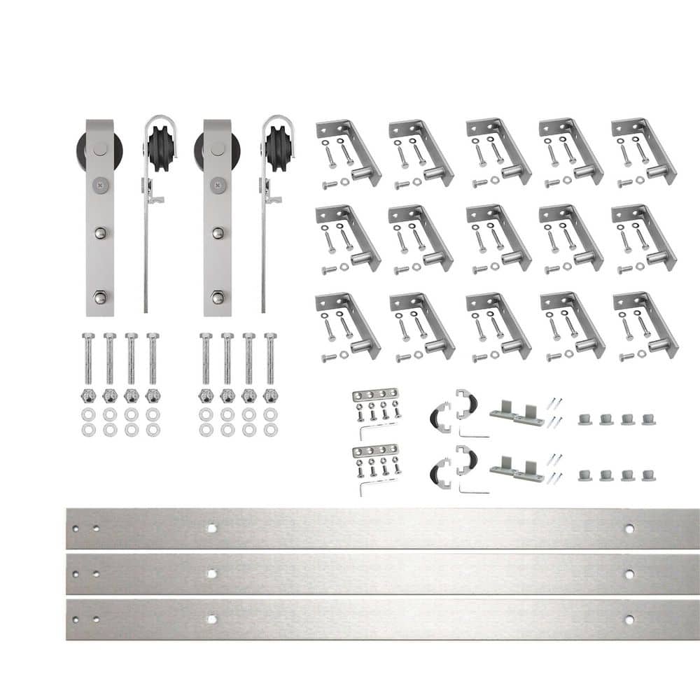 20 ft. /240 in. Brushed Nickel Ceiling Mount Non-Bypass Sliding Barn Door Track and Hardware Kit for Double Doors price history on PriceWatchPro