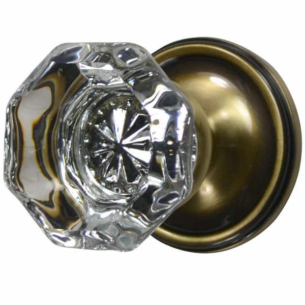 Copper Mountain Hardware Antique Brass Crystal Octagon Privacy Door Knob