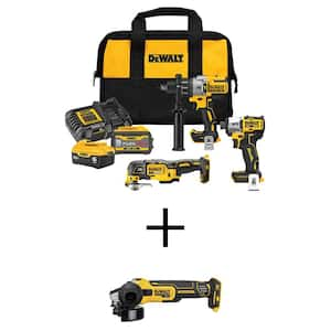 20V Lithium-Ion Cordless 3-Tool Combo Kit and 4.5 in. Angle Grinder with FLEXVOLT 9 Ah and 20V 6 Ah Batteries & Charger