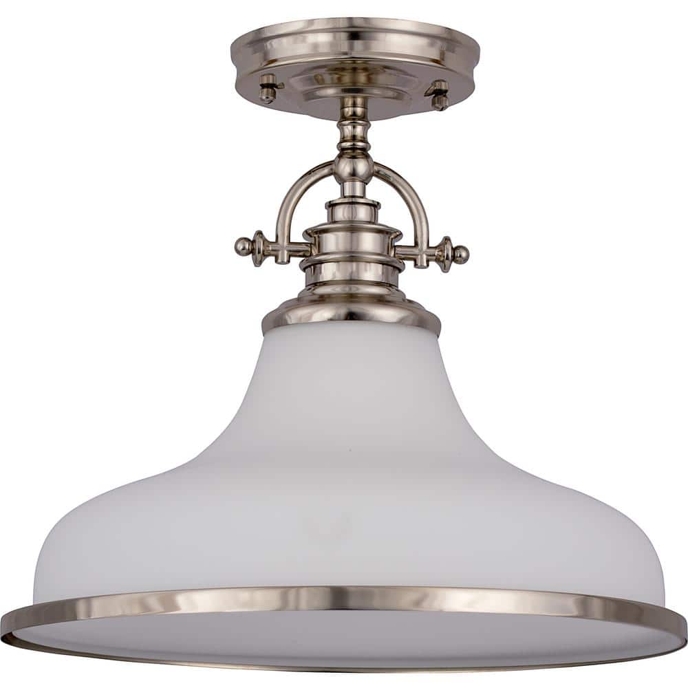 Mini Grant Brushed Nickel Pendant with Opal Etched Glass Shade
