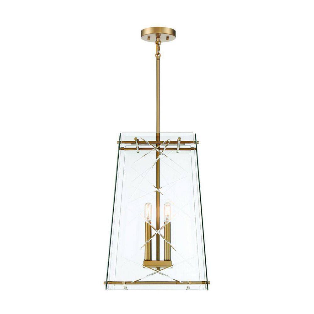 Kole 4-Light Pendant with Clear Glass and Warm Brass Finish