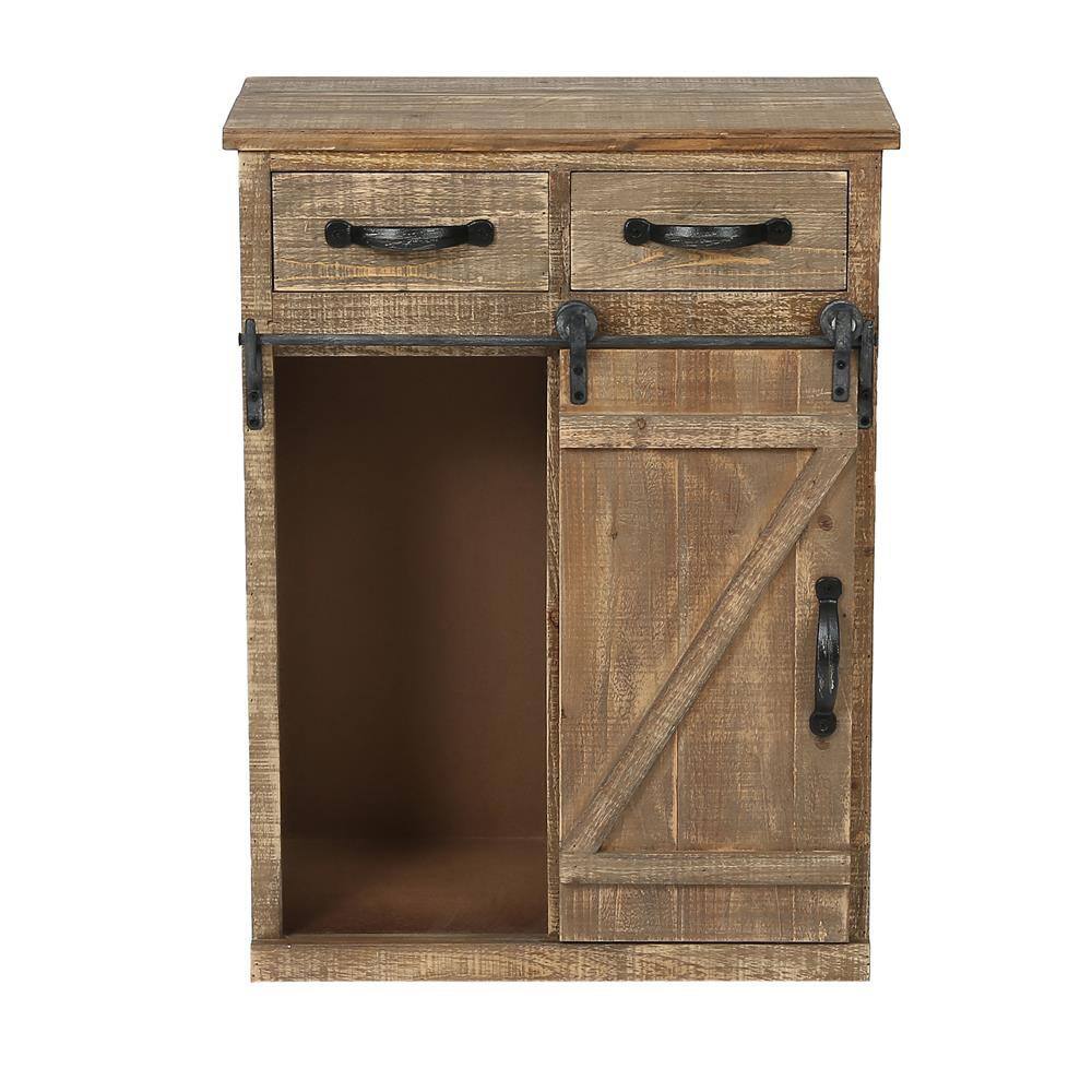 Rustic Brown Wood Sliding Barn Door Storage Cabinet