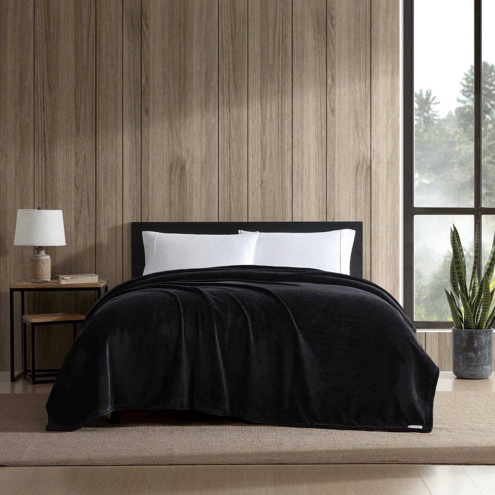 Ultra Soft Black Twin Fleece Reversible Blanket