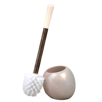14 in. Ceramic Dome Stainless Steel Toilet Brush and Holder in Iridescent