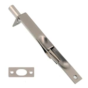 6 in. Solid Brass Flush Bolt with Square End in Satin Nickel