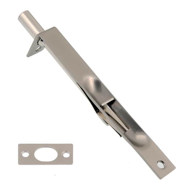 idh by St. Simons 6 in. Solid Brass Flush Bolt with Square End in Satin Nickel