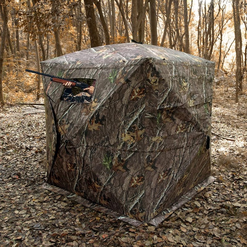 Hunting Blind, 288-Degree See Through Ground Blind, 6-7 Person Pop Up Deer Blind for Hunting with Carrying Bag, Portable