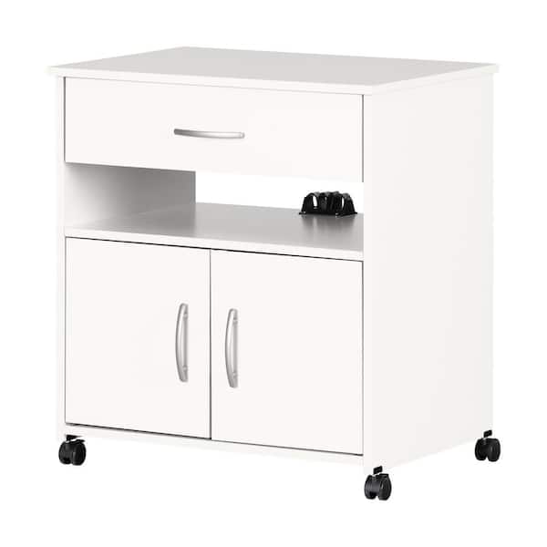 South Shore Axess Pure White Microwave Cart with Storage