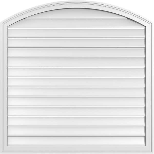 Ekena Millwork 40 in. x 42 in. Arch Top Surface Mount PVC Gable Vent: Decorative with Brickmould Frame