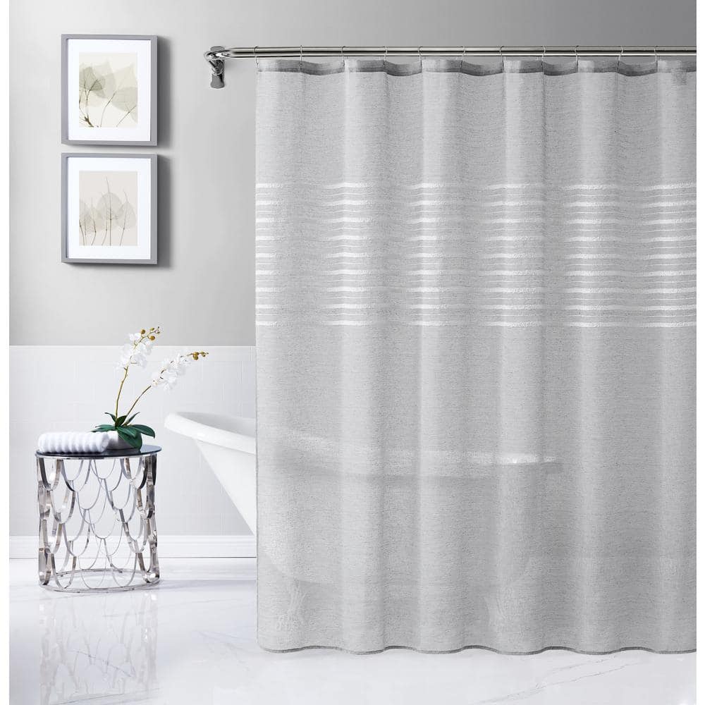 Dainty Home Daniella 72 in. W x 70 in. L Linen Look Polyester Shower ...