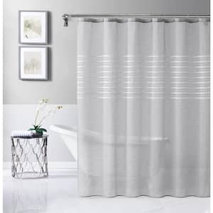 Daniella 72 in. W x 70 in. L Linen Look Polyester Shower Curtain in Gray
