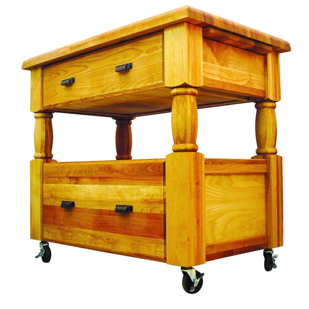 Catskill Craftsmen Island Europa Natural Wood Kitchen Cart with Storage -  1429