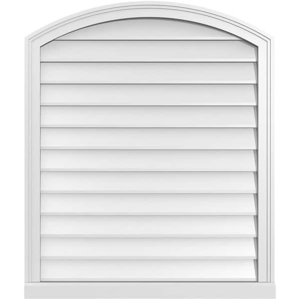 Ekena Millwork 32 in. x 38 in. Arch Top Surface Mount PVC Gable Vent: Functional with Brickmould Sill Frame