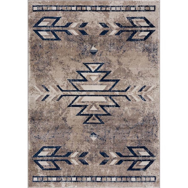 Rug Branch Havana Beige 7 ft. 9 in. x 10 ft. 8 in. Traditional Distressed Large Area Rug