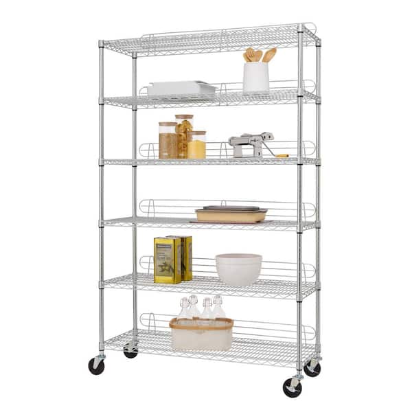 6 Tier Rolling Steel Wire Shelving Unit, Costco Metal Shelving With Wheels