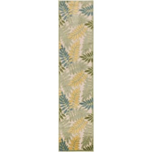 Aloha Green Multicolor 2 ft. x 8 ft. Floral Contemporary Runner Area Rug