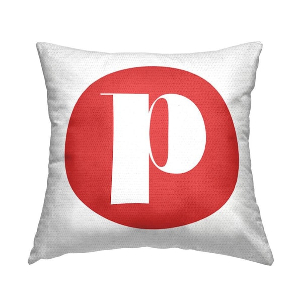 Stupell Industries Red Initial P Square Outdoor Throw Pillow