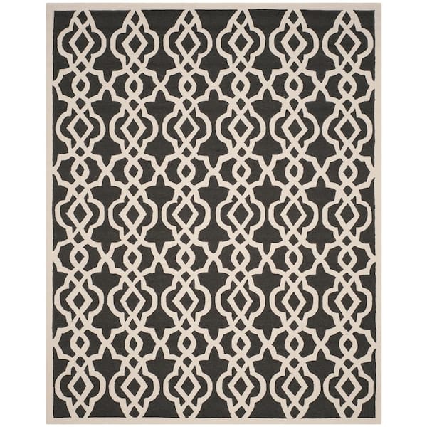 Four Seasons 8 ft. x 10 ft. Anthracite/Ivory Trellis Lattice Area Rug