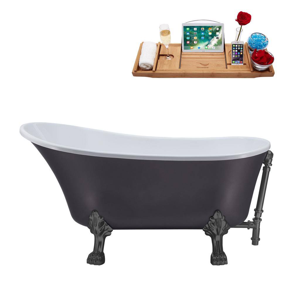 55 in. Acrylic Clawfoot Non-Whirlpool Bathtub in Matte Grey With Brushed Gun Metal Clawfeet And Brushed Gun Metal Drain price history on PriceWatchPro