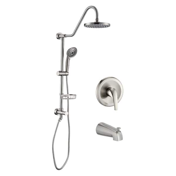 YASINU Single Handle 1-Spray Rain Round Bathroom Tub and Shower Faucet with Tub Spout in Matte Black (Valve Included)