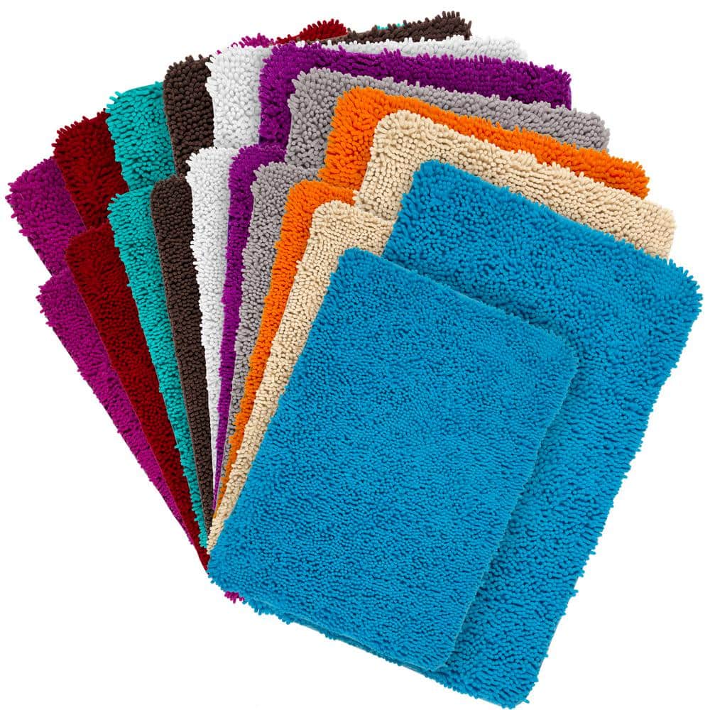 Burgundy Memory Foam Chenille Shag 2-Piece Bath Rug Set
