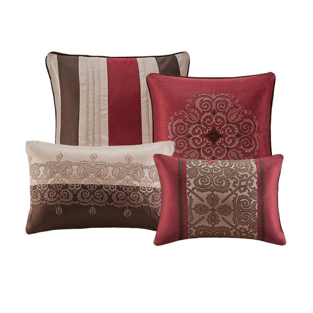 Red Jacquard Queen 24-Piece Microfiber Bedding Set