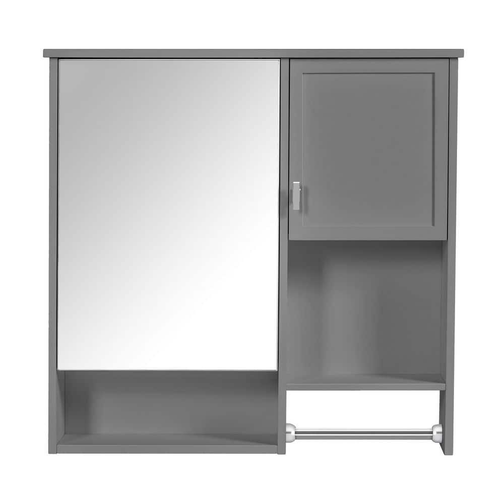 Gray 29.52 in. W x 28.74 in. H Rectangular Modern Wall Mounted Medicine Cabinet with Mirror and Towel Bar price history on PriceWatchPro