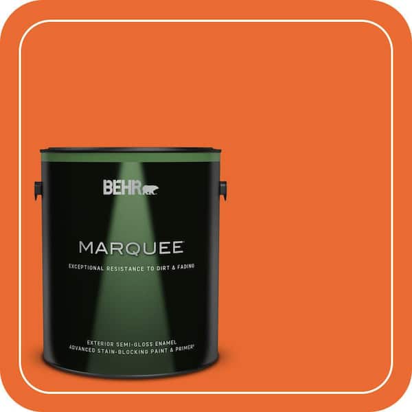 BEHR MARQUEE 1 gal. #220B-7 Electric Orange Semi-Gloss Enamel Exterior Paint & Primer
