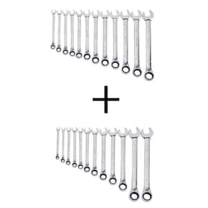 Reversible SAE Ratcheting Wrench Set (12-Piece) and Reversible Metric Ratcheting Wrench Set (12-Piece)