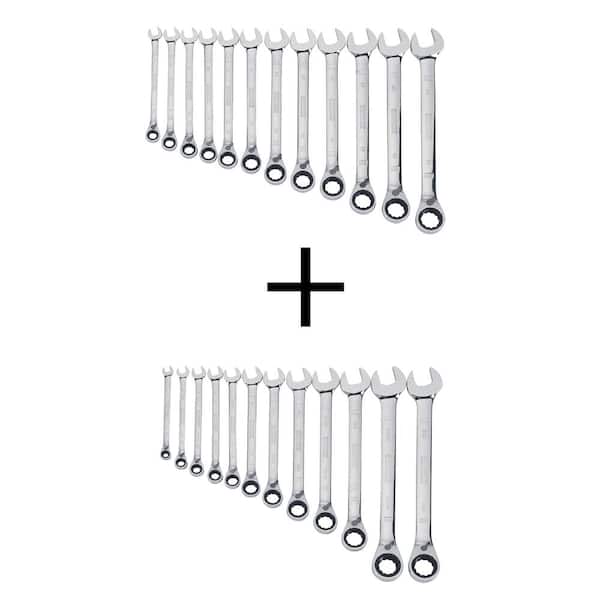 Reversible SAE Ratcheting Wrench Set (12-Piece) and Reversible Metric Ratcheting Wrench Set (12-Piece)