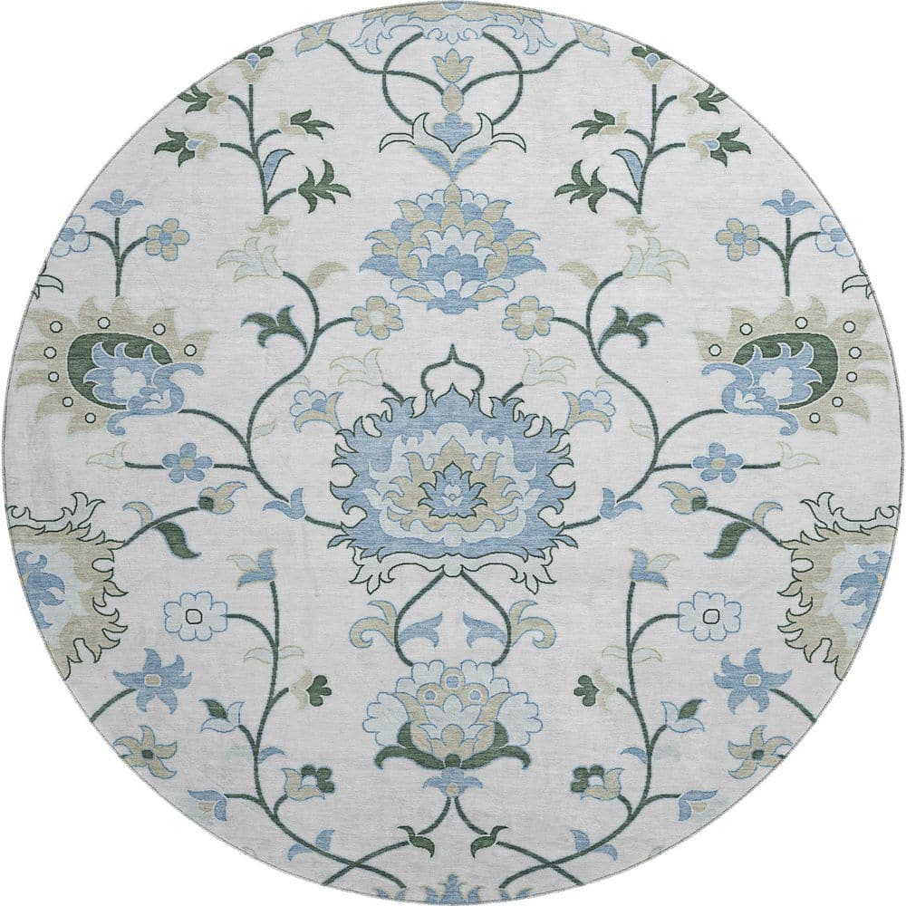 Mayfield Premium Machine Washable Abstract AMF2291 Ivory 8 ft. x 8 ft. Round Rug price history on PriceWatchPro