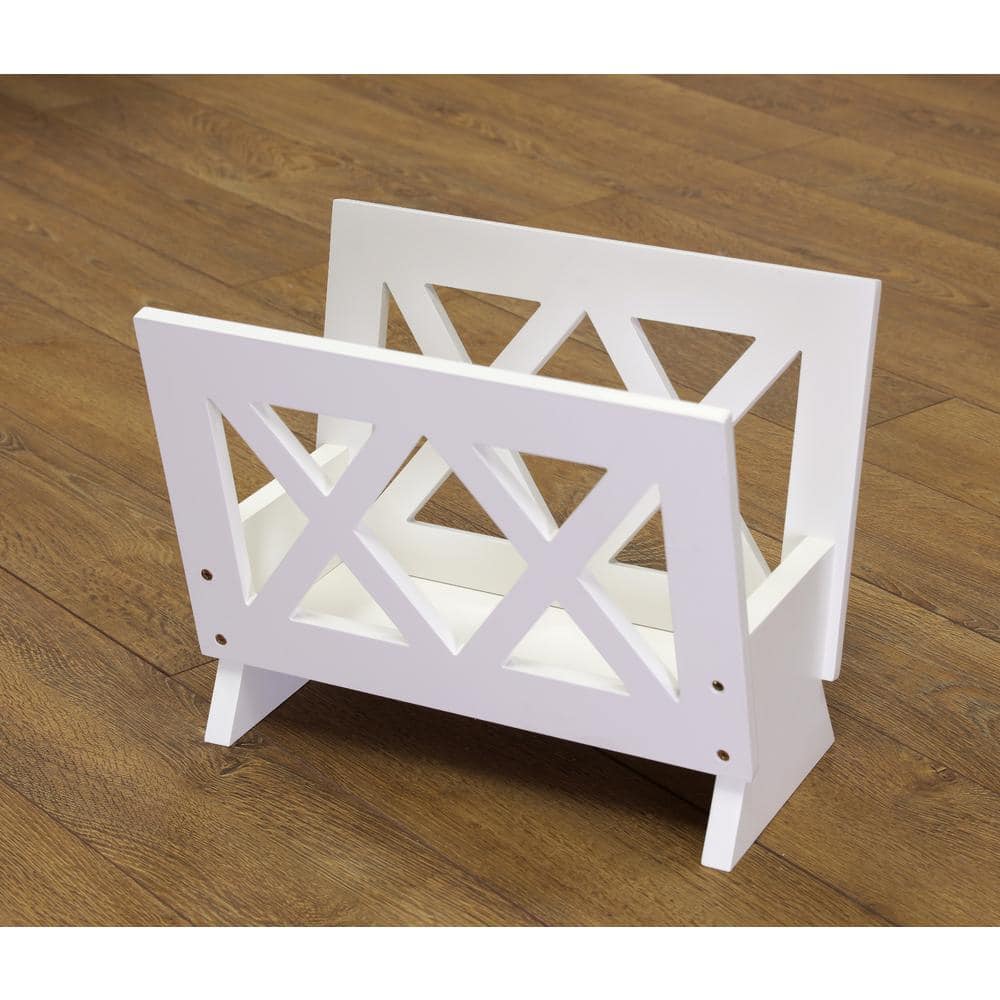 White Contemporary Freestanding Wooden Magazine Rack