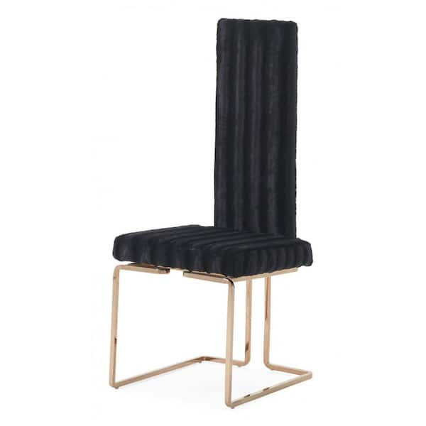 HomeRoots Amelia Black and Rosegold Dining Side Chairs (Set of 2)