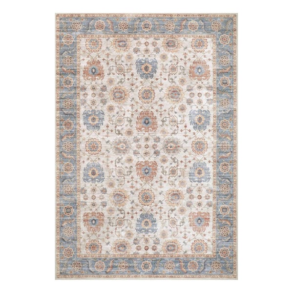 Dalileh Neutral 6 ft. x 9 ft. Woven Medallion Polyester Area Rug