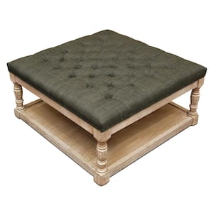 Cairona Tufted Textile 34 in. Shelved Ottoman