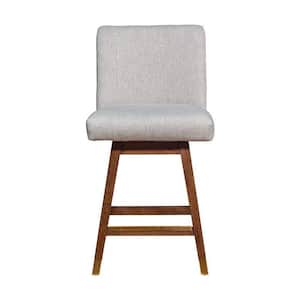 26 in. Taupe and Brown High Back Wood Bar Chair with Upholstery Seat