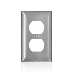 C-Series Stainless Steel 1-Gang Duplex Outlet Wall Plate, Standard Size, Magnetic
